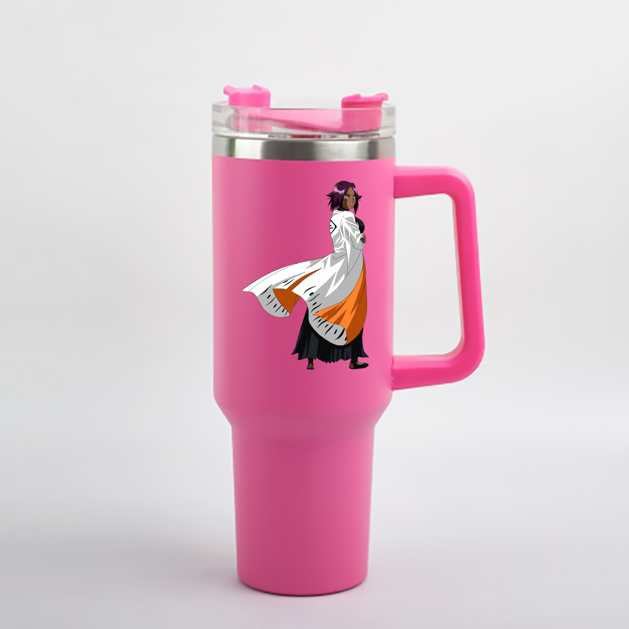 （画像用） ブリーチ 四楓院 夜一（しほういん よるいち） BLEACH Shihouin Yoruichi 1200mL車用タンブラー - クリスタルステッカー（プラスチックストロー付き）